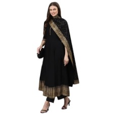 Rayon Flared Kurta And Palazzo With Dupatta Set